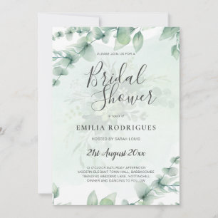 Eucalyptus BRIDAL SHOWER Greenery Gold QR Code Invitation