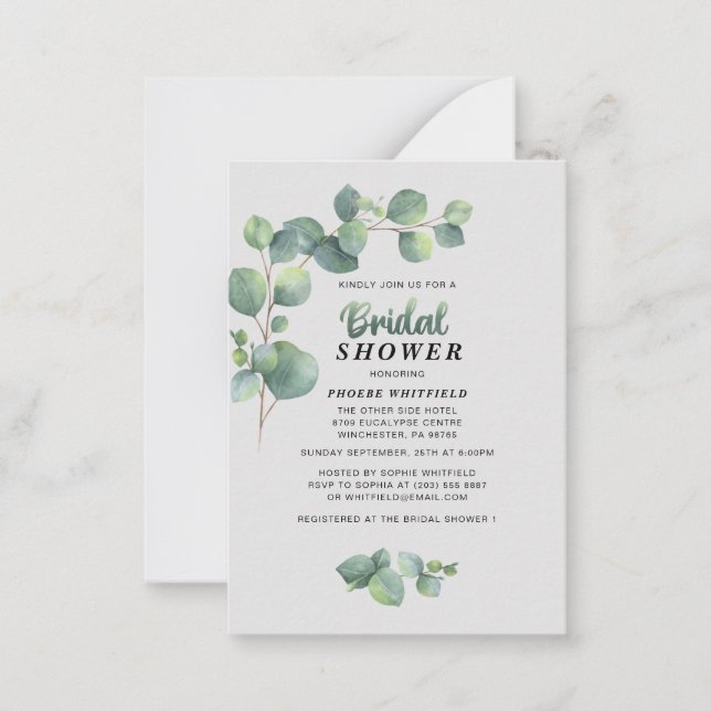 Eucalyptus Bridal Shower Greenery Succulent Card (Front)