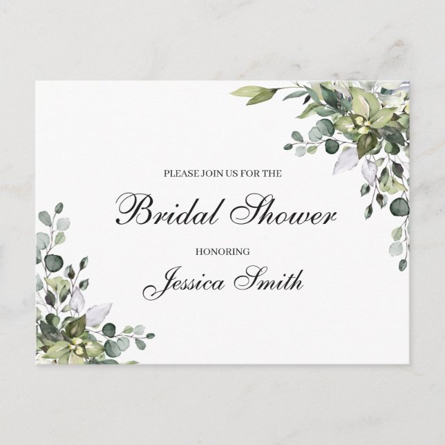 Eucalyptus Bridal Shower Invitation Postcard (Front)