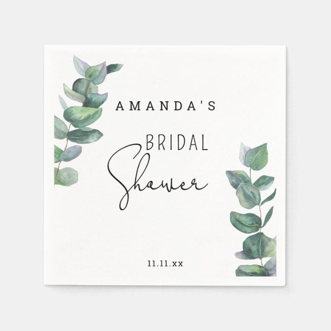 Eucalyptus - bridal shower  napkin (Front)