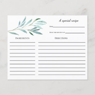 Eucalyptus Bridal Shower Recipe card