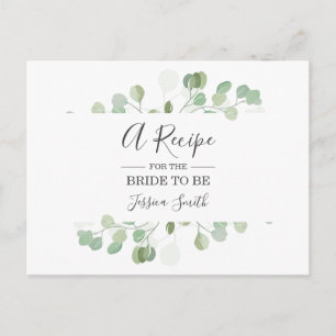Eucalyptus Bridal Shower Recipe Card Greenery Boho