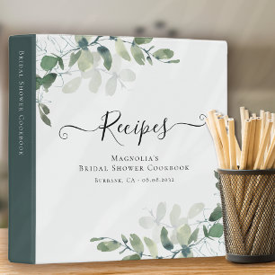 Eucalyptus Bridal Shower Recipe Cookbook Binder