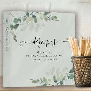 Eucalyptus Bridal Shower Recipe Cookbook Binder