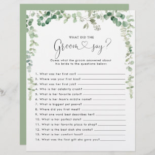 Eucalyptus Bridal Shower What did the Groom Say