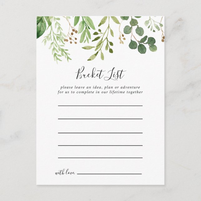 Eucalyptus Brown simple Bucket List Cartes (Devant)