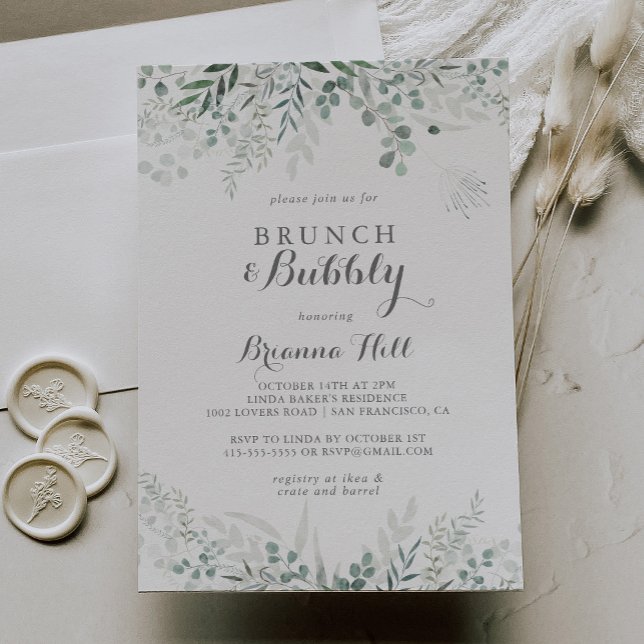Eucalyptus Brunch and Bubbly Bridal Shower Invitation (Creator Uploaded)