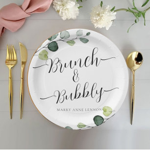 Eucalyptus Brunch and Bubbly Bridal Shower Paper Plate