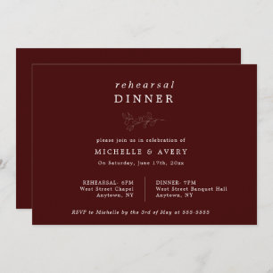 Eucalyptus Burgundy Rehearsal Dinner Invitation