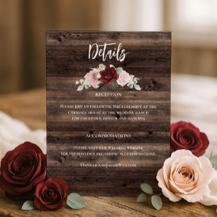 Eucalyptus & Burgundy Rustic Wedding Enclosure Card