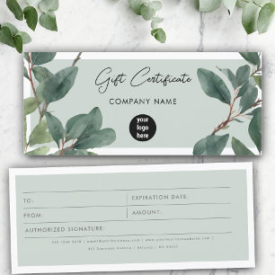 Eucalyptus Business Logo Gift Certificate Voucher