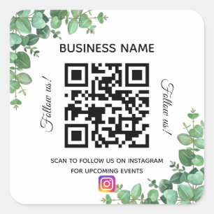 Eucalyptus business name qr code instagram square sticker