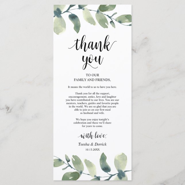 Eucalyptus Cadre Carte de remerciements (Devant)