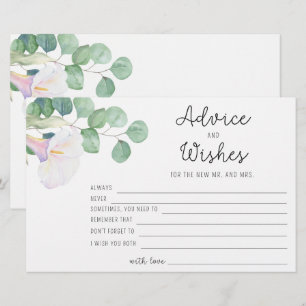 Eucalyptus/calla - advice and wishes bridal shower stationery