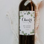 Eucalyptus Calligraphy Cheers Wedding Wine Labels<br><div class="desc">These eucalyptus calligraphy cheers wedding wine labels are perfect for a rustic wedding. The design features hand-drawn botanical green eucalyptus branches and leaves adorning geometric frame. Make the wine bottle stickers your own by including your names and the date of your event. These labels can compliment the wedding reception, rehearsal...</div>