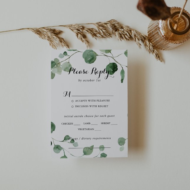 Eucalyptus Calligraphy Mariage Menu Choix RSVP (Créateur téléchargé)