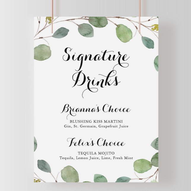Eucalyptus Calligraphy Signature Drinks Sign (Creator Uploaded)