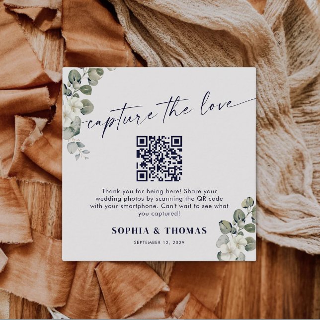 Eucalyptus Capture The Love QR Code Wedding Photos Enclosure Card (Creator Uploaded)