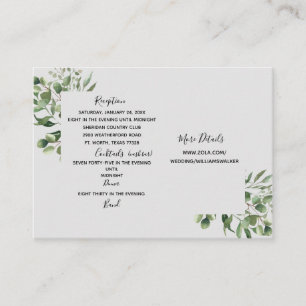 Eucalyptus Cash Bar Website Wedding  Enclosure Card
