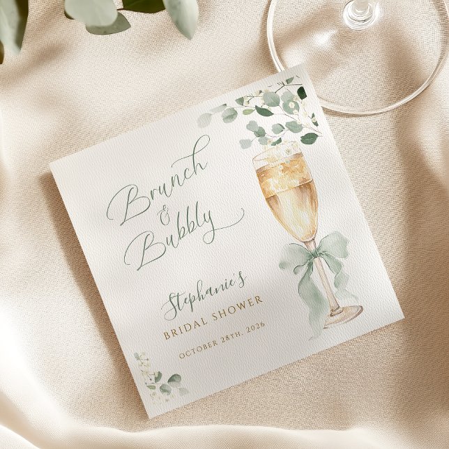 Eucalyptus Champagne Bridal Shower Napkin (Creator Uploaded)