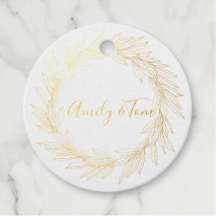 Eucalyptus circle wreath personalized text foil fa favour tags