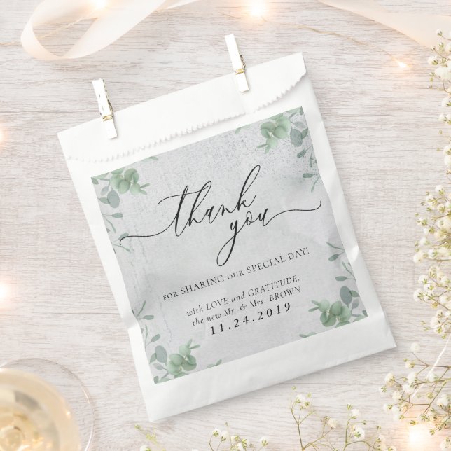 Eucalyptus Clean Simple Formal Minimalist Wedding Favour Bag (Clipped)