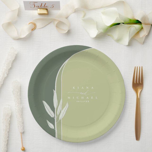 Eucalyptus Colour Tones Wedding Green ID901 Paper Plate (Wedding)