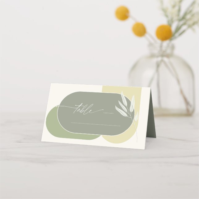 Eucalyptus Colour Tones Wedding Table Green2 ID901 Place Card (Front)