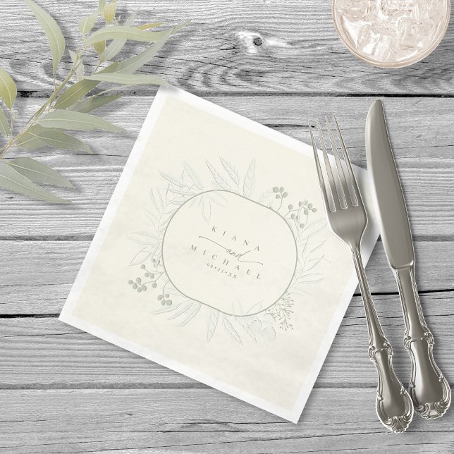 Eucalyptus Colour Tones Wreath Ivory ID901 Napkin (Creator Uploaded)