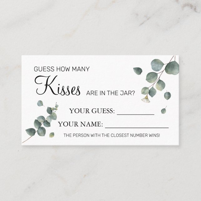 Eucalyptus Combien de baisers jeu de carte de Fête (Devant)