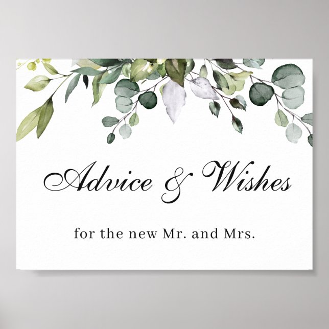 Eucalyptus Conseils et souhaits affiche Mariage (Devant)
