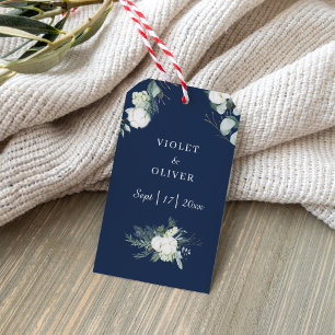Eucalyptus Cotton   Navy Modern v2 Wedding Gift Ta Tags