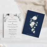 Eucalyptus Cotton | White Modern v3 Wedding Invitation<br><div class="desc">This eucalyptus cotton white modern v3 wedding invitation is perfect for your modern wedding. This design features eucalyptus greenery with white cotton fluffs on a white and navy background and black calligraphy script in a modern classic traditional layout. Please feel free to reach out to us with any questions about...</div>