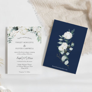 Eucalyptus Cotton   White Modern v3 Wedding Invitation