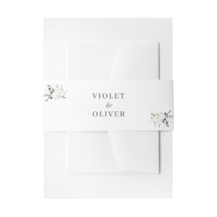 Eucalyptus Cotton   White Modern Wedding Invitation Belly Band