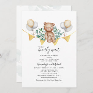 Eucalyptus Couple Baby Shower Bear Greenery Script Invitation