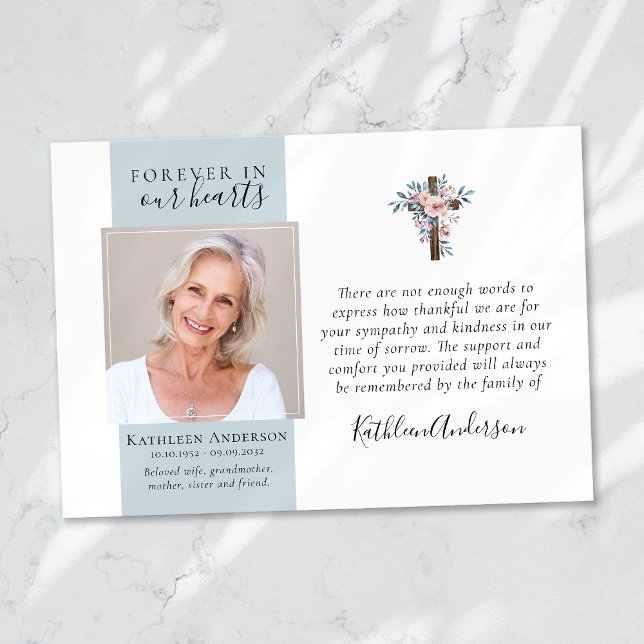 Eucalyptus Cross Photo Funérailles Merci Cartes (Créateur téléchargé)