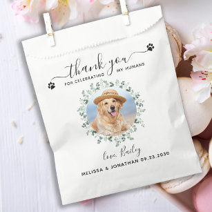 Eucalyptus Custom Pet Photo Thank You Dog Wedding Favour Bag