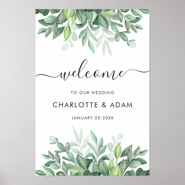 Eucalyptus Custom White Green Mariage Affiche de b (Devant)