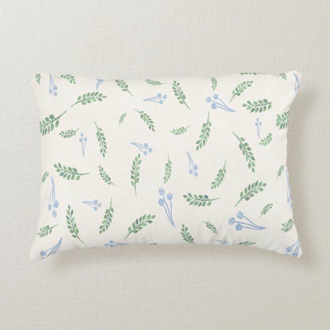 Eucalyptus & Dandelions Botanical Pattern Accent Pillow (Front)