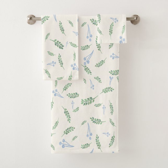 Eucalyptus & Dandelions Botanical Pattern Bath Towel Set (Insitu)
