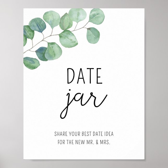 Eucalyptus date night ideas. Date jar bridal game Poster (Front)