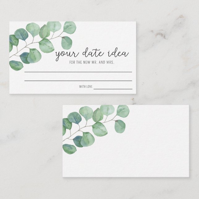 Eucalyptus - Date night ideas \ Date jar Enclosure Card (Front/Back)