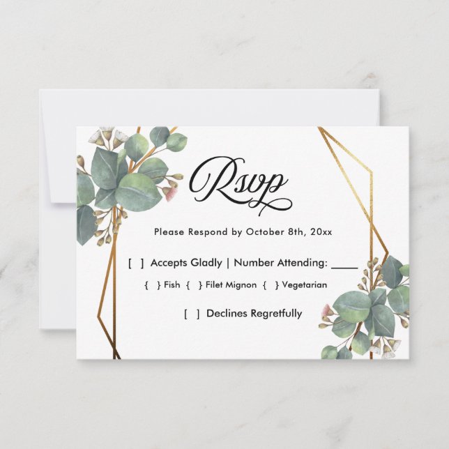 Eucalyptus diagonal frame RSVP Card (Front)