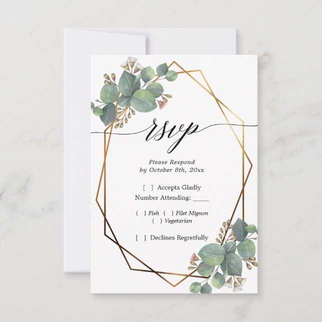 Eucalyptus diagonal frame RSVP Card (Front)