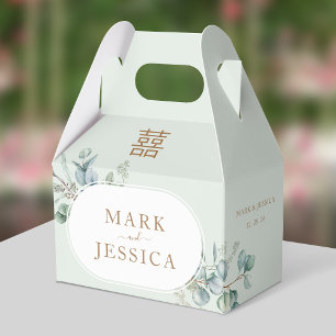 Eucalyptus Double Happiness Wedding Thank You Favor Box