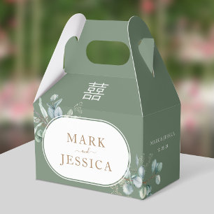 Eucalyptus Double Happiness Wedding Thank You Favor Box