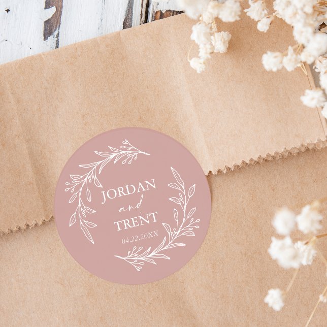 Eucalyptus Dusty Rose Custom Wedding Stickers (Creator Uploaded)