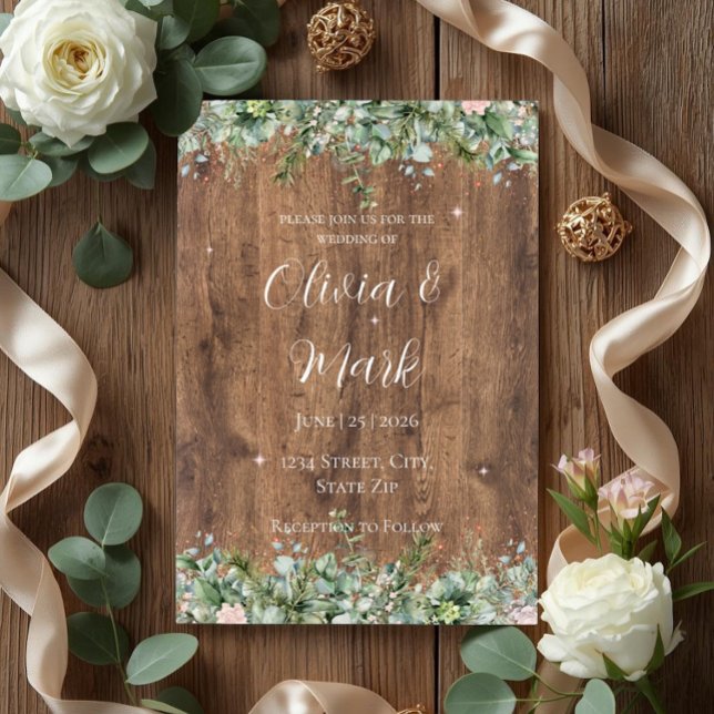 Eucalyptus Dusty Rose Wedding Invitation | Florals (Creator Uploaded)