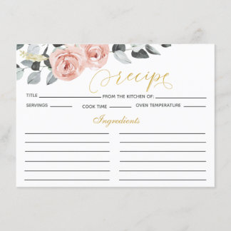 Eucalyptus Dusty Roses Bridal Shower Recipe Enclosure Card
